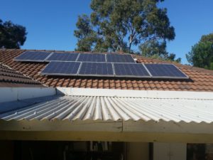 Solar panel on clay roof in Arcadia, CA