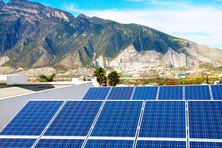 Solar panel on roof in the desert